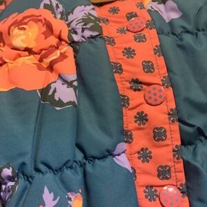 Matilda Jane Snow Day woman Puffer Coat Sz 8 Floral/Pink/Teal NWT